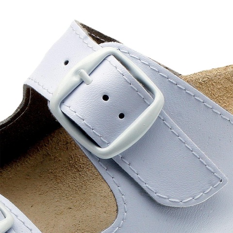 BUTY ZAWODOWE ORTOPEDYCZNE KLAPKI KLAKOR2PAS, KOREK-GUMA, WELUR, ANTYPOŚLIZGOWE, BIAŁE