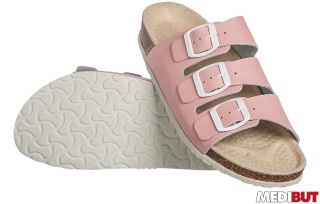 BUTY ZAWODOWE ORTOPEDYCZNE KLAPKI KLAKOR3PAS, KOREK, GUMA, WELUR, ANTYPOŚLIZGOWE, RÓŻOWE