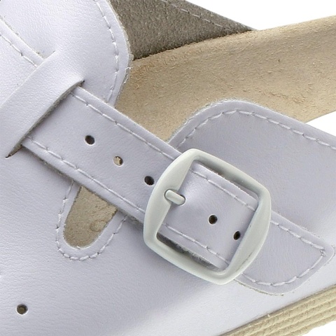 BUTY ZAWODOWE KLAKORDZ KLAPKI UNISEX Z PERFORACJĄ, WELUR, ANTYPOŚLIZGOWE BIAŁE