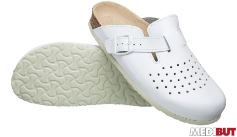 BUTY ZAWODOWE KLAKORDZ KLAPKI UNISEX Z PERFORACJĄ, WELUR, ANTYPOŚLIZGOWE BIAŁE