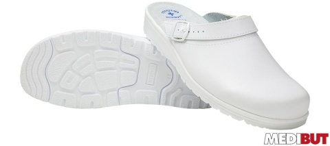 BUTY ZAWODOWE KLAPASUNI, KLAPKI ZE SKÓRY BIAŁE, ŁATWE DO CZYSZCZENIA, WĘGIEL AKTYWNY