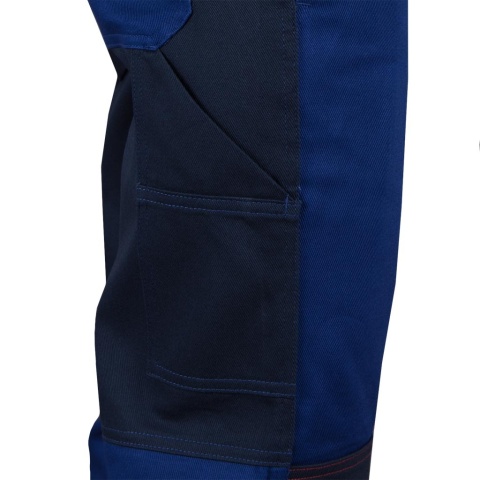 SPODNIE OCHRONNE DO PASA BAWEŁNIANE ROBOCZE Z ODBLASKAMI BOMULLX NIEBIESKO-GRANATOWE