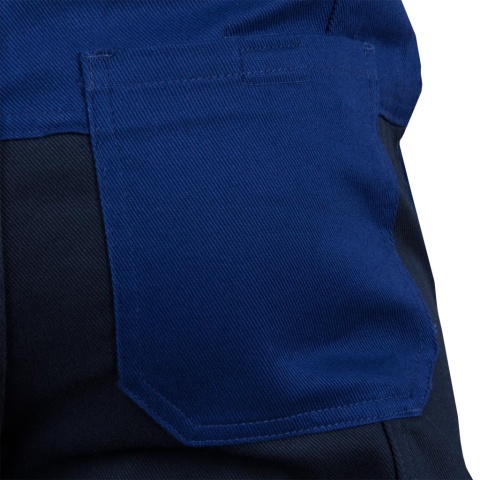 SPODNIE OCHRONNE DO PASA BAWEŁNIANE ROBOCZE Z ODBLASKAMI BOMULLX NIEBIESKO-GRANATOWE