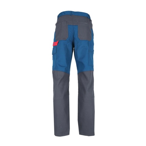 SPODNIE OCHRONNE DO PASA BAWEŁNIANE ROBOCZE, REGULACJA W PASIE, KIESZENIE NA NAKOLANNIKI, BOMULL, BIAŁO-SZARE