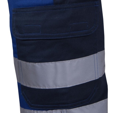 SPODNIE OCHRONNE DO PASA BAWEŁNIANE - KRÓTKIE SPODNIE ROBOCZE Z ODBLASKAMI BOMULLX SZARO-CIEMNOSZARE