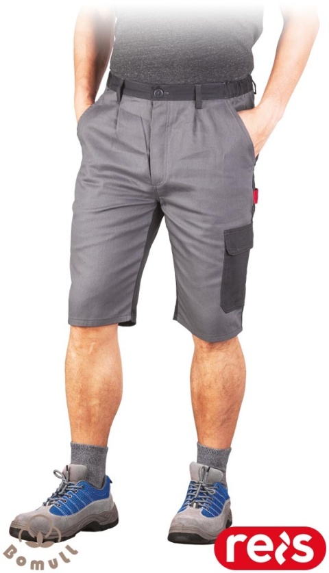 SPODNIE OCHRONNE DO PASA - KRÓTKIE ROBOCZE BAWEŁNIANE, REGULACJA W PASIE BOMULL, SZARO-CIEMNOSZARE