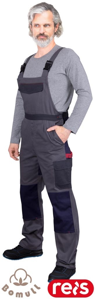 SPODNIE OCHRONNE OGRODNICZKI BAWEŁNIANE ROBOCZE SPANDEX BOMER, SZARO-GRANATOWY