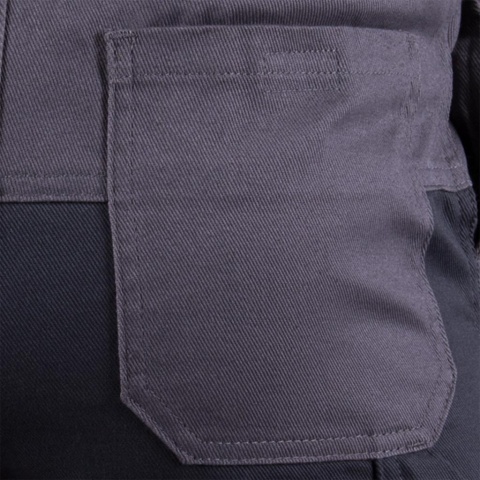 SPODNIE OCHRONNE OGRODNICZKI ROBOCZE BAWEŁNIANE Z ODBLASKAMI BOMULLX SZARO-CIEMNOSZARE