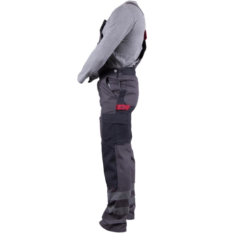 SPODNIE OCHRONNE OGRODNICZKI ROBOCZE BAWEŁNIANE Z ODBLASKAMI BOMULLX SZARO-CIEMNOSZARE