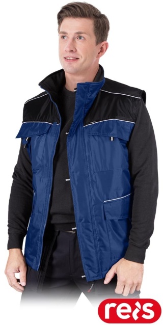 BEZRĘKAWNIK OCHRONNY OCIEPLANY MĘSKI Z KIESZENIAMI I ODBLASKAMI ARIZONA NIEBIESKO-CZARNY