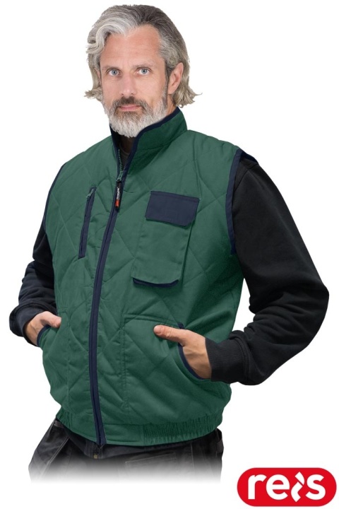 BEZRĘKAWNIK OCHRONNY OCIEPLANY PIKOWANY MĘSKI BARRAKUDA ZIELONO-GRANATOWY