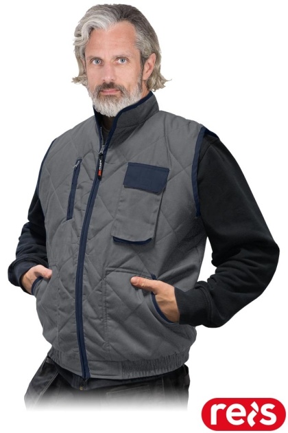 BEZRĘKAWNIK OCHRONNY OCIEPLANY PIKOWANY MĘSKI BARRAKUDA SZARO-GRANATOWY