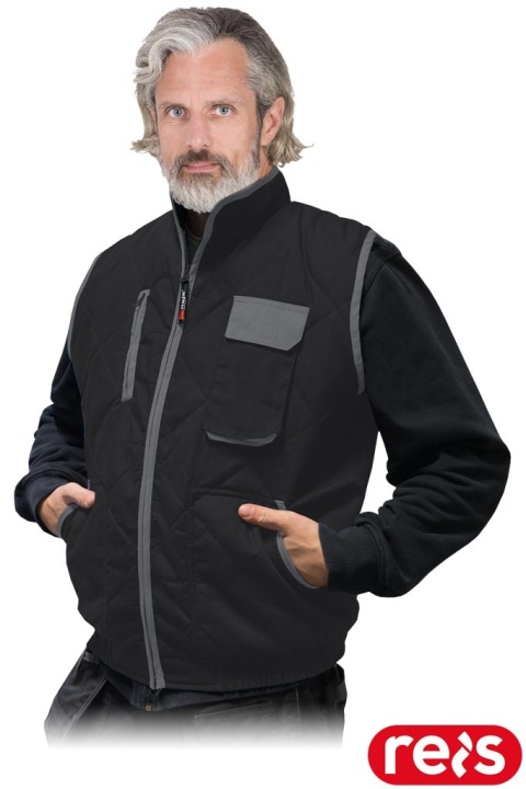 BEZRĘKAWNIK OCHRONNY OCIEPLANY PIKOWANY MĘSKI BARRAKUDA SZARO-CZARNY