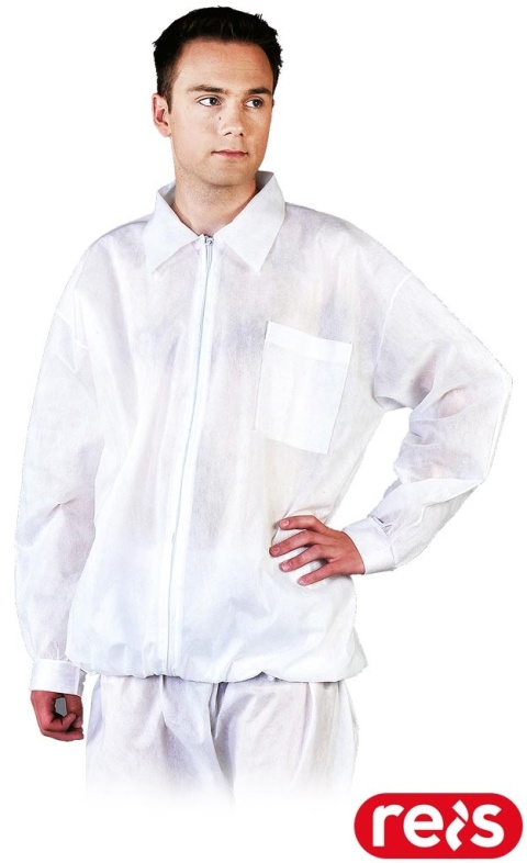 BLUZA FILS Z POLIPROPYLENU ZAPINANA NA SUWAK, ZAKŁADANA NA ODZIEŻ, OCHRONA ODZIEŻY, SPOŻYWKA, LABORATORIA