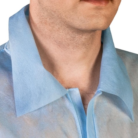 BLUZA FI Z KRÓTKIM RĘKAWEM Z POLIPROPYLENU, ZAKŁADANA NA ODZIEŻ, OCHRONA ODZIEŻY, SPOŻYWKA, LABORATORIA