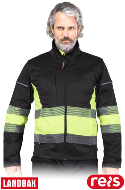 BLUZA OCHRONNA BAX ELASTYCZNA ROBOCZA Z PASAMI ODBLASKOWYMI CZARNO-ŻÓŁTA