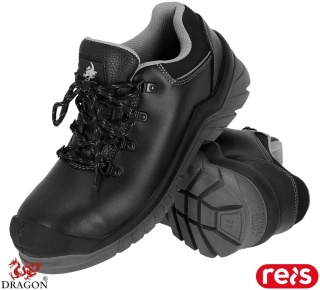 BUTY BEZPIECZNE BOLT-T, PÓŁBUTY ZE SKÓRY BAWOLEJ, NADLANE GUMĄ, KEVLAROWA WKŁADKA, PODNOSEK, S1 PL SR FO