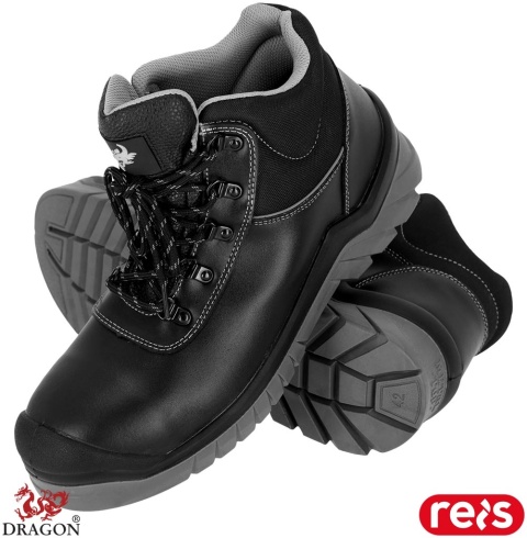 BUTY BEZPIECZNE BOLT-T, TRZEWIKI ZE SKÓRY BAWOLEJ, NADLANE GUMĄ, KWVLAROWA WKŁADKA, PODNOSEK, S1 PL SR FO