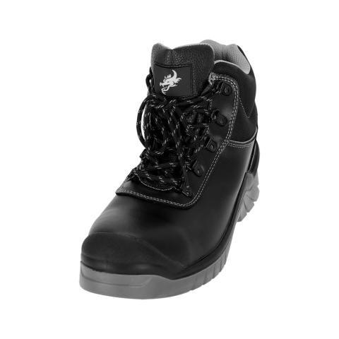 BUTY BEZPIECZNE BOLT-T, TRZEWIKI ZE SKÓRY BAWOLEJ, NADLANE GUMĄ, KWVLAROWA WKŁADKA, PODNOSEK, S1 PL SR FO