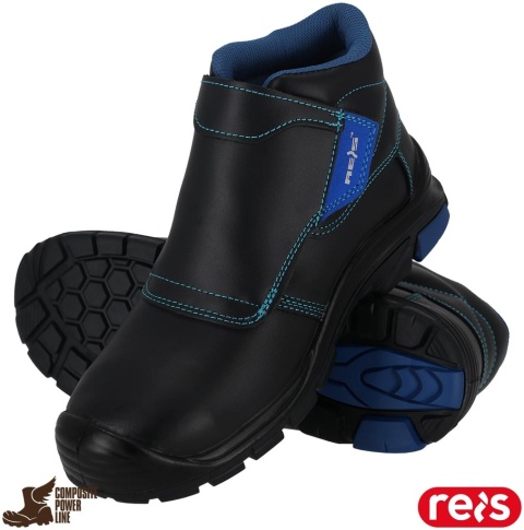 BUTY BEZPIECZNE DLA SPAWACZY DREZNO ZE SKÓRY, S3 HRO WG SRC, Z PODNOSKIEM I GUMOWYM OBLANIEM