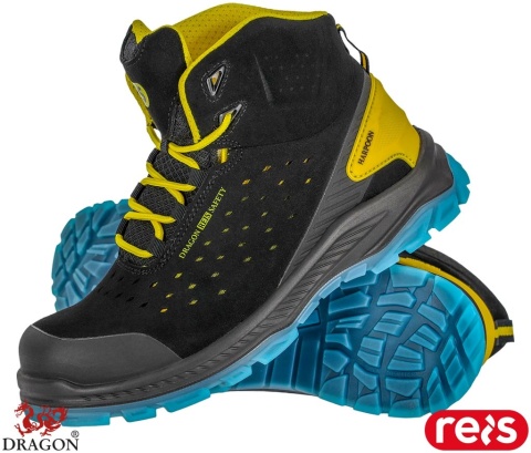 BUTY BEZPIECZNE HARPOON TRZEWIKI ZE SKÓRY ZAMSZOWEJ, KOMPOZYTOWA WKŁADKA I PODNOSEK, S1PS SR FO, GUMOWE OBLANIE