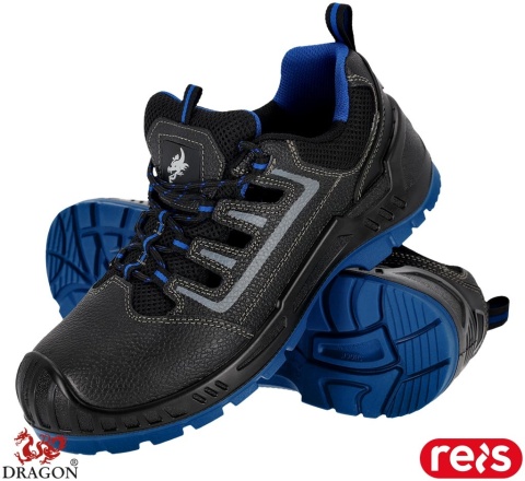 BUTY SANDAŁY SZNUROWANE, TITANBLUE_S ZE SKÓRY BYDLĘCEJ, S1PS SR FO, GUMA NA CZUBKU BUTA