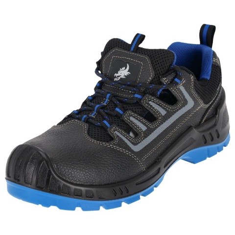 BUTY SANDAŁY SZNUROWANE, TITANBLUE_S ZE SKÓRY BYDLĘCEJ, S1PS SR FO, GUMA NA CZUBKU BUTA