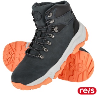 BUTY TYPU TRZEWIK ALPINE MĘSKIE, NA PIESZE WYCIECZKI, W GÓRY, LEKKIE GRANATOWO-SZARO-POMARAŃCZOWE