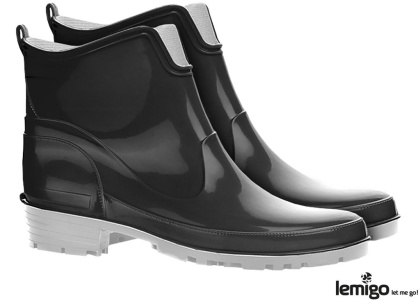 BUTY Z PCV ELKE KALOSZE DAMSKIE KRÓTKIE WODOSZCZELNE CZARNE