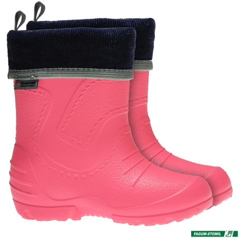 BUTY Z TWORZYWA EVA STOMILEK KIDS KALOSZE DLA DZIECI, ODBLASKI, ANTYPOŚLIZGOWE, OCIEPLACZ WYJMOWANY, RÓŻOWE