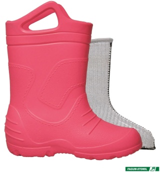 BUTY Z TWORZYWA EVA STOMILEK KALOSZE DLA DZIECI, ZE SKARPETĄ, RÓŻÓWE