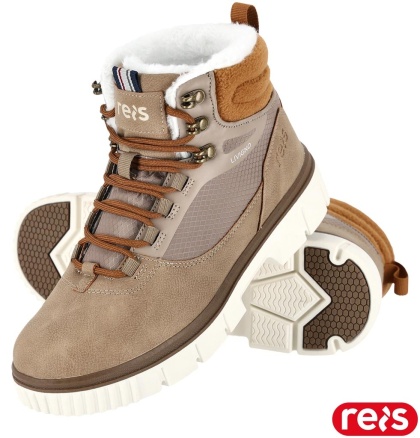 BUTY ZIMOWE LIVIGNO TRZEWIKI DAMSKIE POLAR, OCIEPLANE FUTERKIEM, BEŻOWE