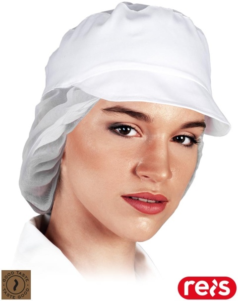 CZAPKA KUCHARSKA Z DASZKIEM ERGO SIATECZKOWY TYŁ, BIAŁA