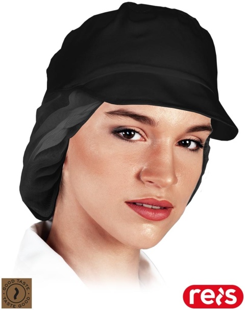 CZAPKA KUCHARSKA Z DASZKIEM ERGO SIATECZKOWY TYŁ, CZARNA