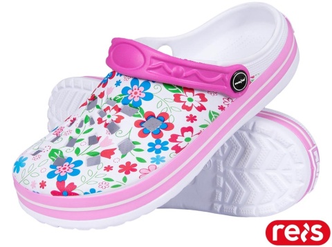 KLAPKI BELLA Z TWORZYWA EVA Z OTWORAMI, W KWIATKI