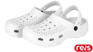 KLAPKI TRACE Z TWORZYWA, OTWORY ZAPEWNIAJĄCE CYRKULACJĘ, BIAŁE KROKSY