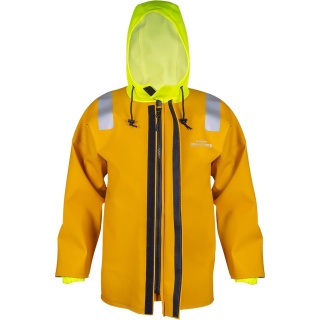 KURTKA OCHRONNA 3101 MORSKA, POWLEKANA PCV, TROCZKI, ŚCIĄGACZE, ODPORNA NA SŁONĄ WODĘ