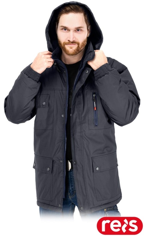 KURTKA OCHRONNA OCIEPLANA ALASKA, SYSTEM WENTYLACJI NA PLECACH I POD PACHAMI GRANATOWA