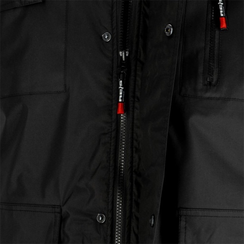 KURTKA OCHRONNA OCIEPLANA ALASKA, SYSTEM WENTYLACJI NA PLECACH I POD PACHAMI GRANATOWA