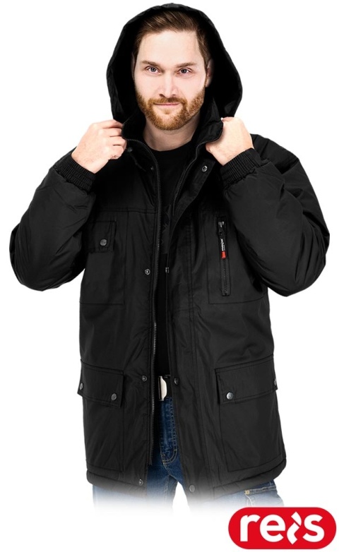 KURTKA OCHRONNA OCIEPLANA ALASKA, SYSTEM WENTYLACJI NA PLECACH I POD PACHAMI CZARNA