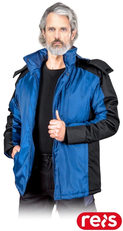 KURTKA OCHRONNA OCIEPLANA BALTIC ODSUWANY KAPTUR, NIEBIESKO-CZARNA