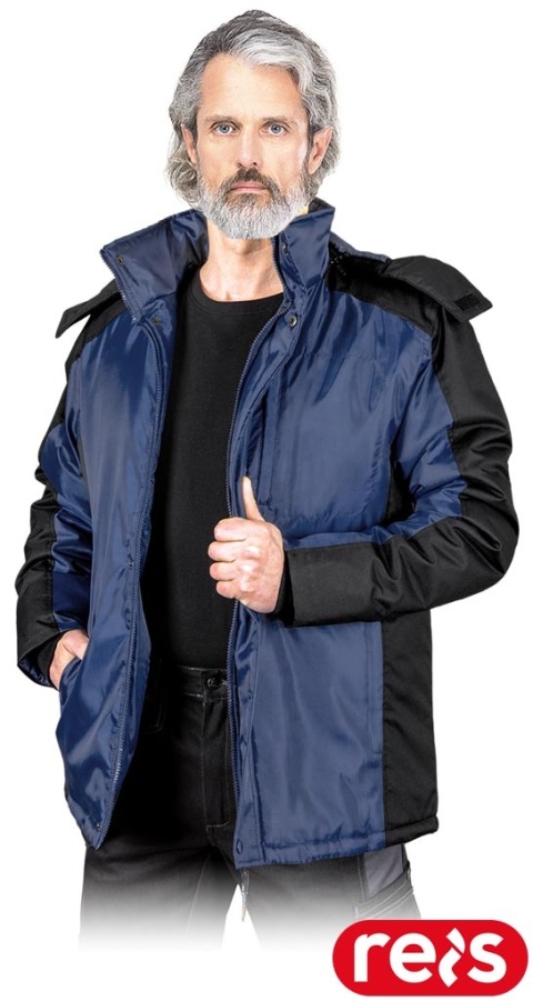 KURTKA OCHRONNA OCIEPLANA BALTIC ODSUWANY KAPTUR, GRANATOWO-CZARNA