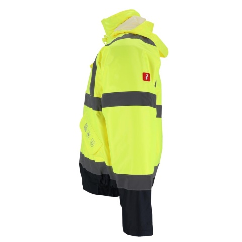 KURTKA OCHRONNA OCIEPLANA BLUE-BOMB, PIKOWANA PODSZEWKA, FLUO-PASY ODBLASKOWE, POMARAŃCZOWO-GRANATOWA