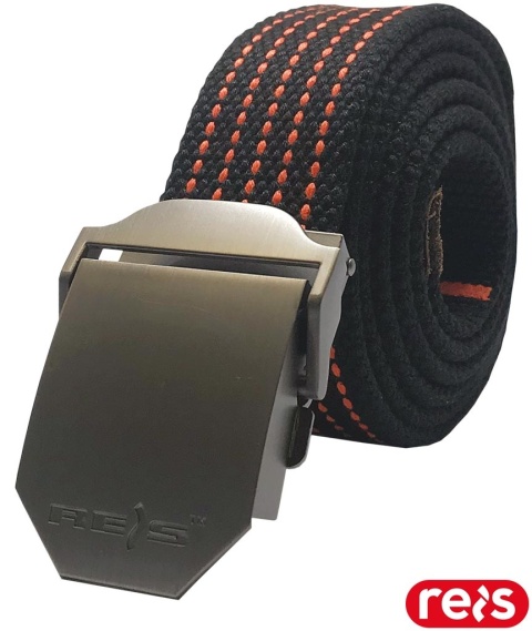 PASEK STRIP DO SPODNI, Z METALOWĄ KLAMRĄ CZARNO-POMARAŃCZOWY