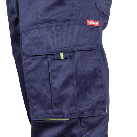 SPODNIE OCHRONNE DO PASA BAX ROBOCZE ELASTYCZNE PASY ODBLASKOWE, GRANATOWO-ŻÓŁTE