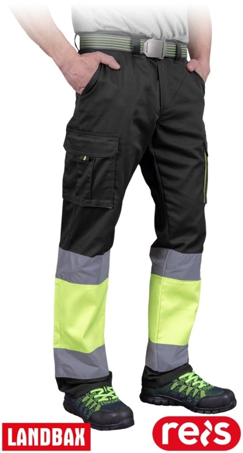 SPODNIE OCHRONNE DO PASA BAX ROBOCZE ELASTYCZNE PASY ODBLASKOWE, CZARNO-ŻÓŁTE