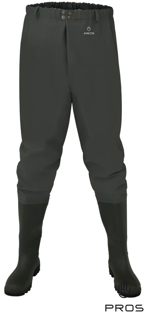 SPODNIOBUTY Z WGRZANYMI NA STAŁE KALOSZAMI, OB SRC, WODOCHRONNE, DLA WĘDKARZY, USŁUG WODOCIĄGOWYCH I KOMUNALNYCH