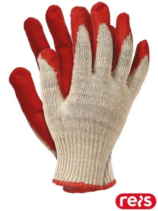 RĘKAWICE OCHRONNE RU WAMPIRKI BIAŁO- CZERWONE 10par