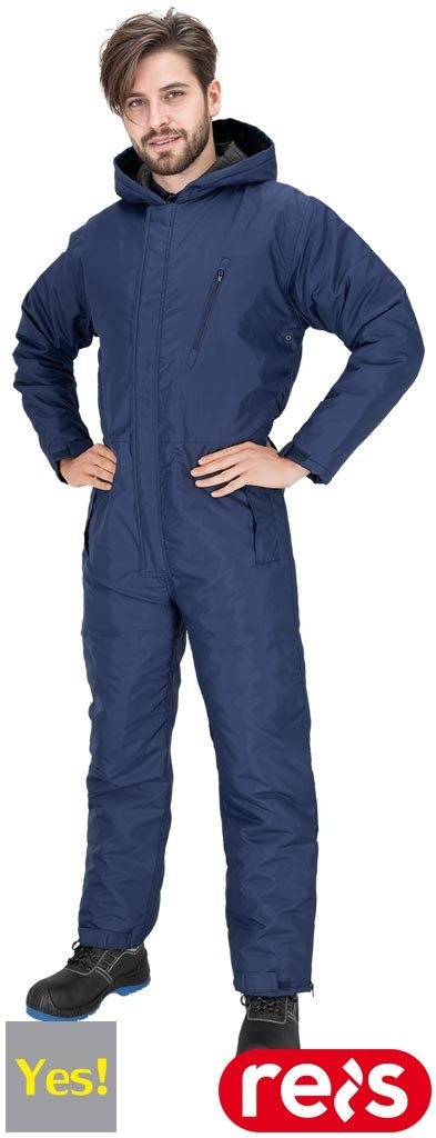 KOMBINEZON OCHRONNY OCIEPLANY, OTWÓR NA SŁUCHAWKI, ZAPINANY NA ZAMEK GRANATOWY