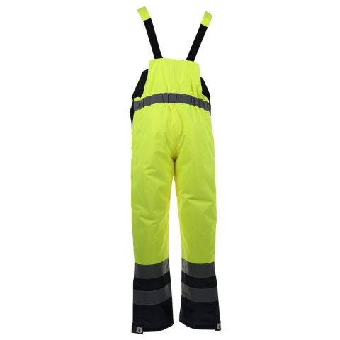 SPODNIE OCHRONNE OGRODNICZKI OCIEPLANE MĘSKIE, FLUO, PASY ODBLASKOWE, DLA DROGOWCÓW ŻÓŁTO-GRANATOWE